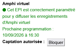 Image indiquant le bouton "bloquer" permettant de suspendre les captations.